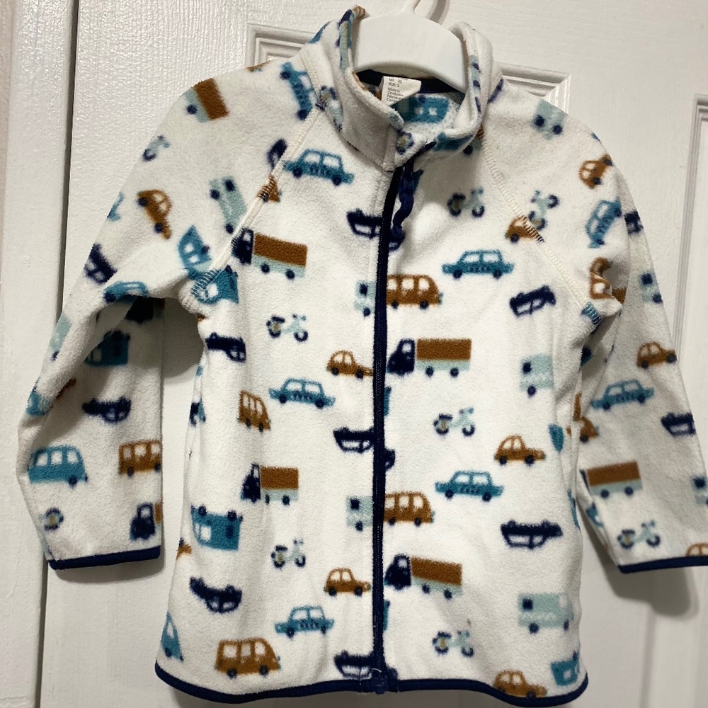 H&M L.Boy Fleece Shell Jacket 1.5-2 YRS - Vehicle Print